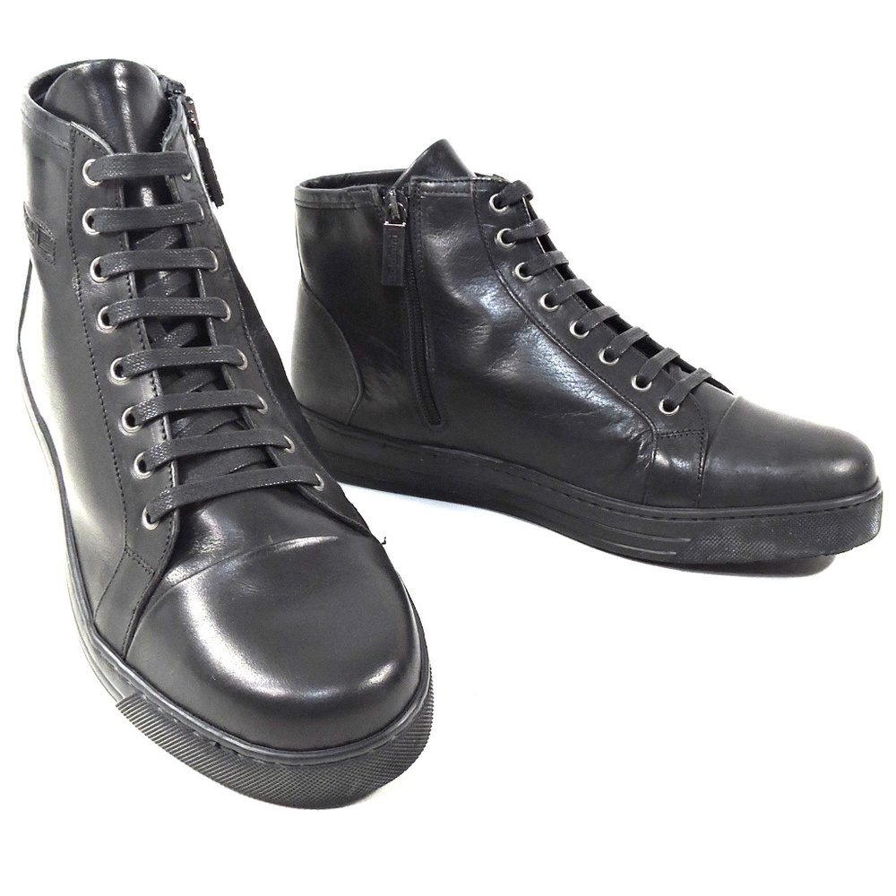 BALDININI 🇮🇹 MEN'S BLACK LEATHER COMFORT WINTER BOOTS